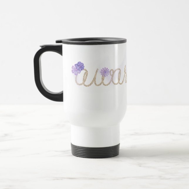 Taza De Viaje Cuerda de CONCIENCIA con flores abstractas (Izquierda)