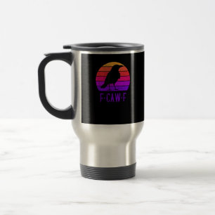 Taza De Viaje Cuervo Ave F-Caw-F Atardecer Retro Vintage F-Caw-F