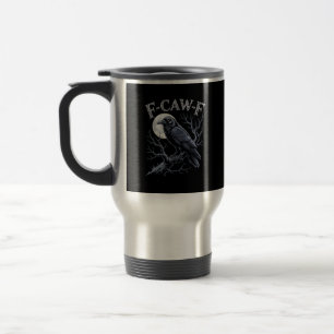 Taza De Viaje Cuervo F-Caw-F Pájaro Divertido Luna Gótico Humor