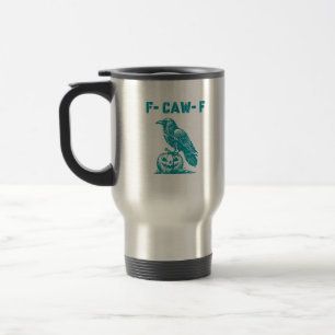 Taza De Viaje Cuervo gótico divertido F-Caw-F retro clásico