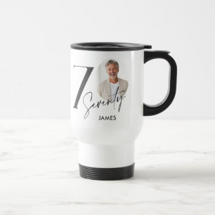 Taza De Viaje Cumpleaños 70 Foto Personalizada Milestone