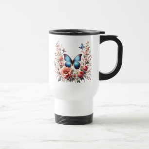 Taza De Viaje Cumpleaños Feliz Personalizado Floral Mariposa-962