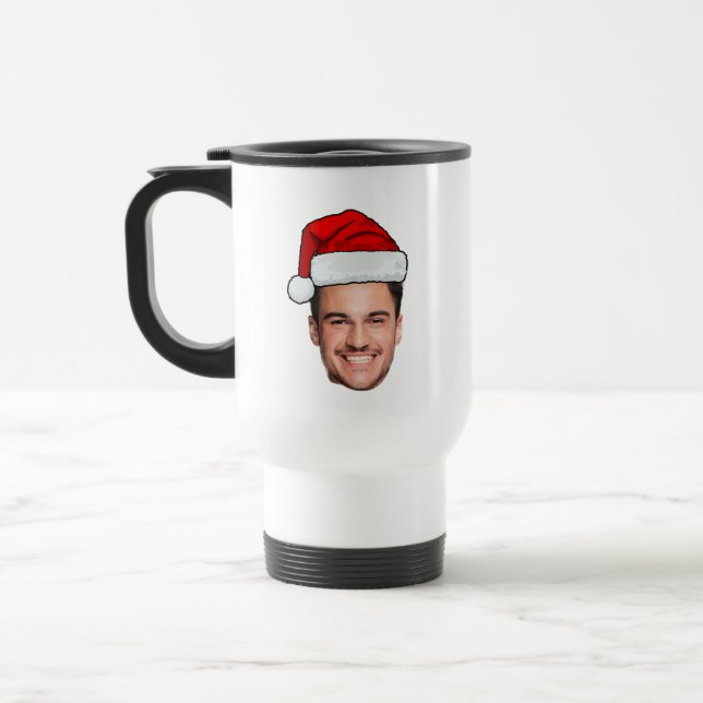 Taza De Viaje Custom Face Photo Santa Hat Christmas (Izquierda)