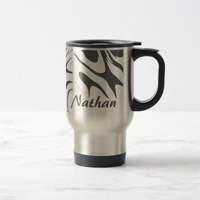 Taza De Viaje Custom Grey Abstract Swirly Pattern Personalised (Derecha)