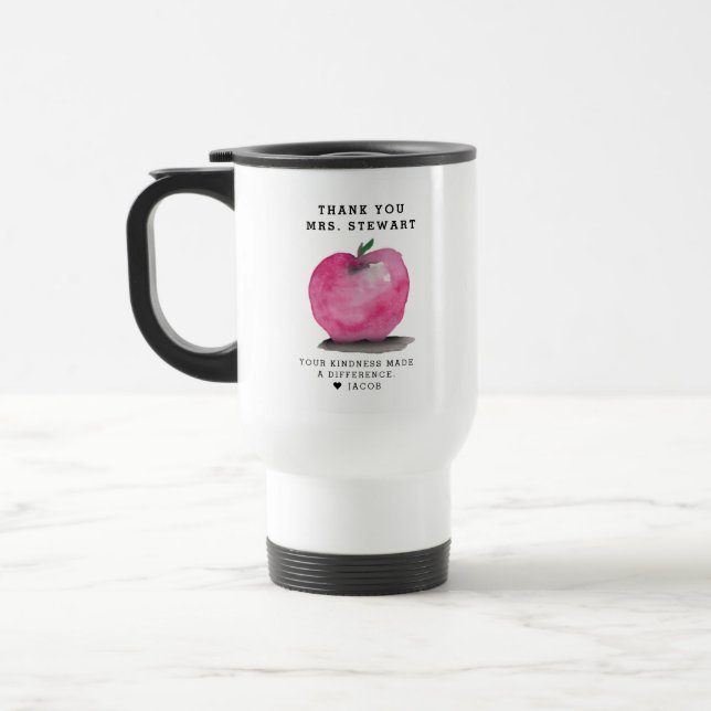Taza De Viaje Custom Name Apple Personalized Teacher Thank You  (Izquierda)