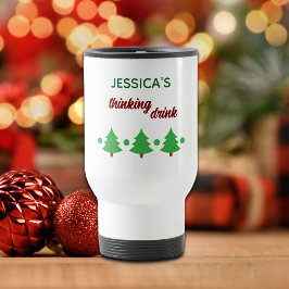 Taza De Viaje Custom Name Funny Thinking Drink Christmas Trees