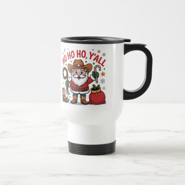 Taza De Viaje Custom name western Santa Christmas  (Derecha)