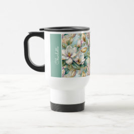 Taza De Viaje Custom Pattern Elegant Magnolia Flowers
