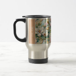 Taza De Viaje Custom Pattern Elegant Magnolia Flowers