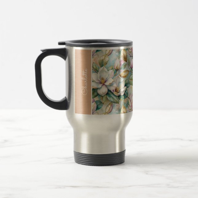 Taza De Viaje Custom Pattern Elegant Magnolia Flowers (Izquierda)