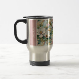 Taza De Viaje Custom Pattern Elegant Magnolia Flowers