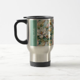 Taza De Viaje Custom Pattern Elegant Magnolia Flowers