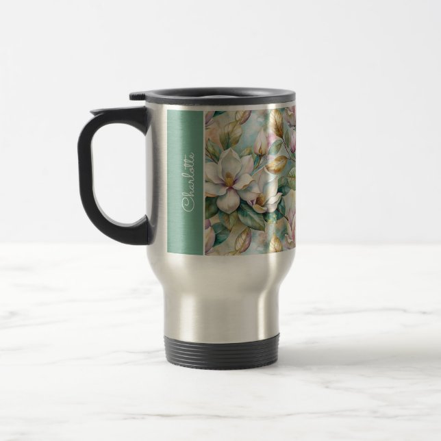 Taza De Viaje Custom Pattern Elegant Magnolia Flowers (Izquierda)