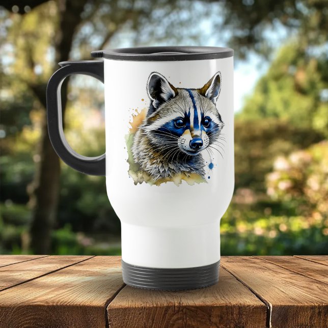 Taza De Viaje Cute acuarela Raccoon (Subido por el creador)
