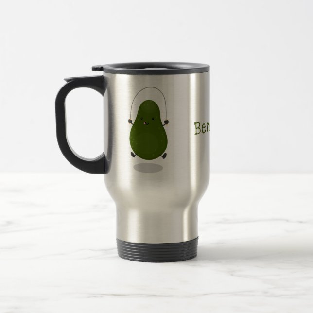 Taza De Viaje Cute aguacate salto cuerda personalizado ilustraci (Izquierda)