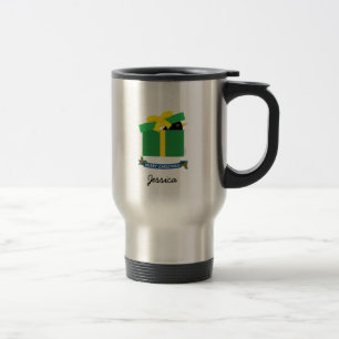 Taza De Viaje Cute Blackbird Buscando De La Caja De Regalo Nombr