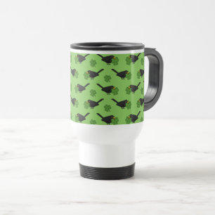 Taza De Viaje Cute Blackbird con Shamrock Clover Personalizado
