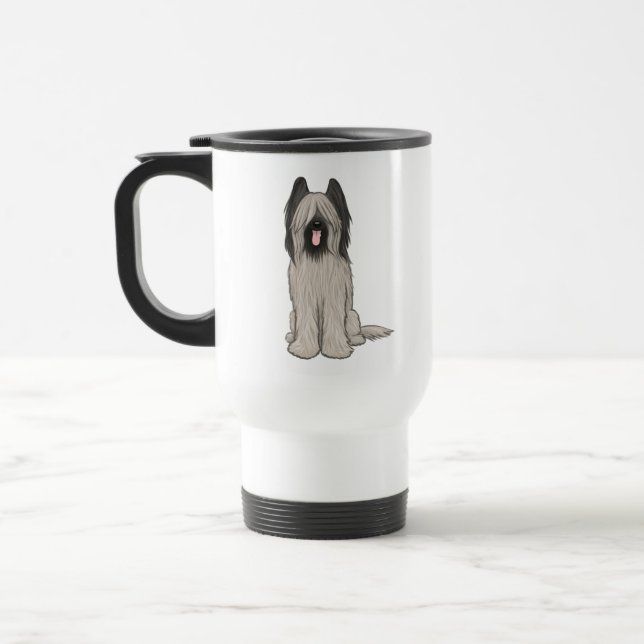 Taza De Viaje Cute Briard Cartoon Dog (Izquierda)