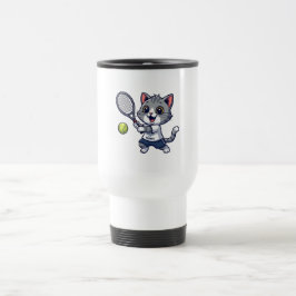 Taza De Viaje Cute cat playing tennis
