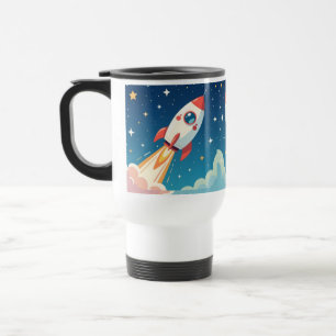 Taza De Viaje Cute cohete espacial despegando