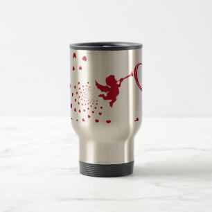Taza de viaje Cute Cupid & Hearts