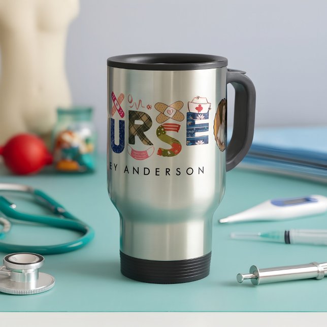 Taza De Viaje Cute Custom Christmas Nurse Gift  2 Photos Name (Subido por el creador)
