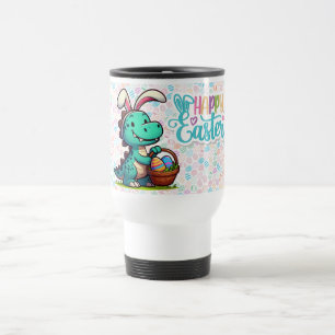 Taza De Viaje Cute, dinosaurio conejito de Pascua