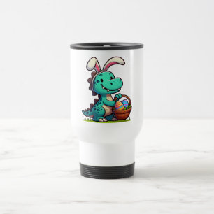 Taza De Viaje Cute, dinosaurio conejito de Pascua