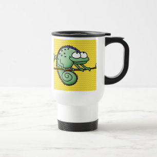 Taza De Viaje Cute divertido camaleón dibujo lagarto verde