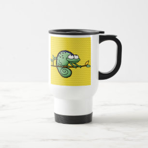 Taza De Viaje Cute divertido camaleón dibujo lagarto verde