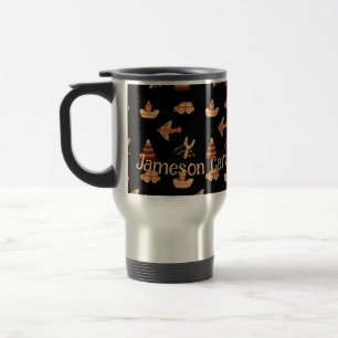 Taza De Viaje Cute Divertido Niños Marrones Blancos Juguetes Avi