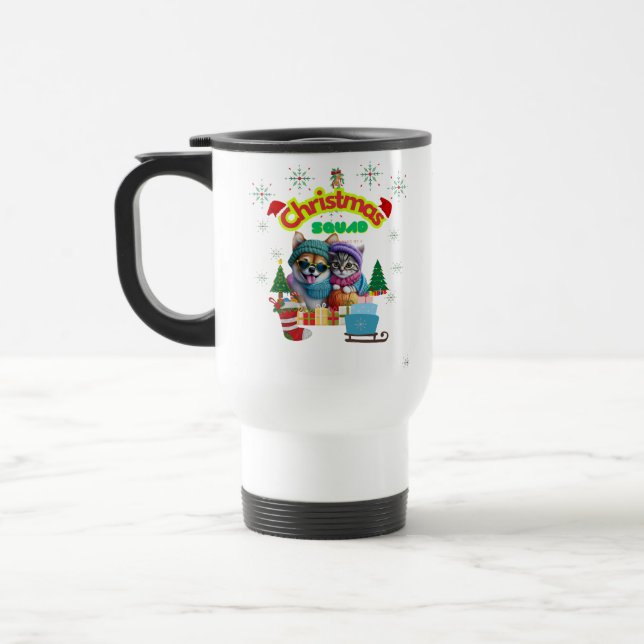 Taza De Viaje Cute dog and cat Christmas squad design  (Izquierda)