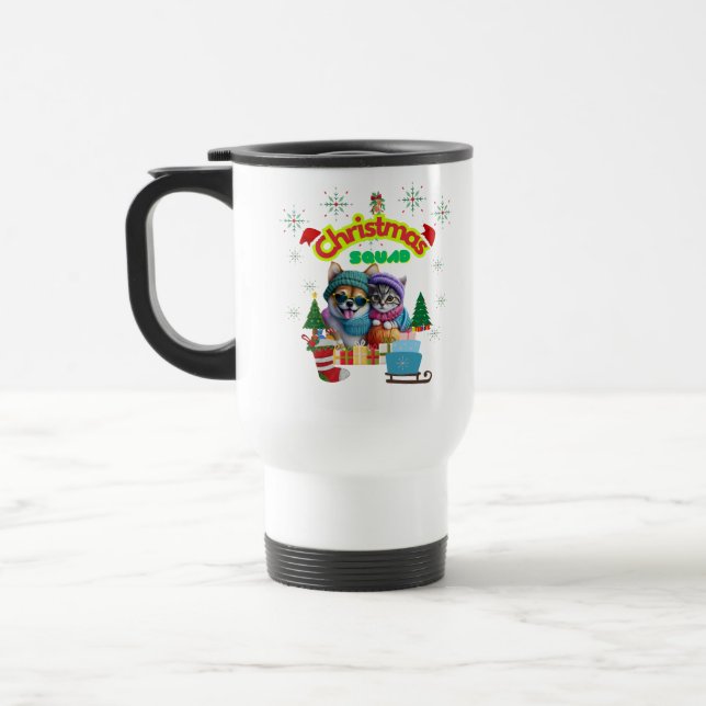 Taza De Viaje Cute dog and cat Christmas squad design  (Izquierda)