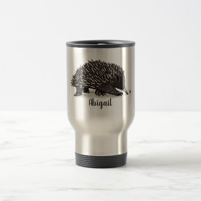 Taza De Viaje Cute echidna con ilustracion de personalizado de a (Centro)