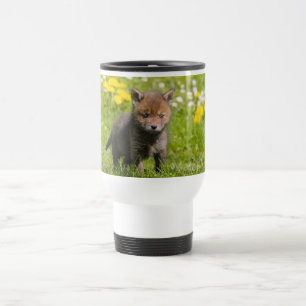 Taza De Viaje Cute Fluffy Red Fox Cub Wild Baby Animal Thermocup