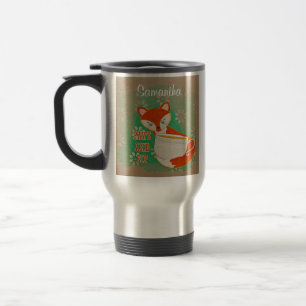 Taza De Viaje Cute Fox Paws y Sip Quote Personalizados