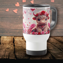 Taza De Viaje Cute Hearts Highland Cow Valentines