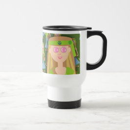 Taza De Viaje Cute Hippie Chica Deluxe Art Fun Pattern Retro