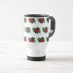 Taza De Viaje Cute Hummingbirds on Hibiscus Flower Cartoon - W