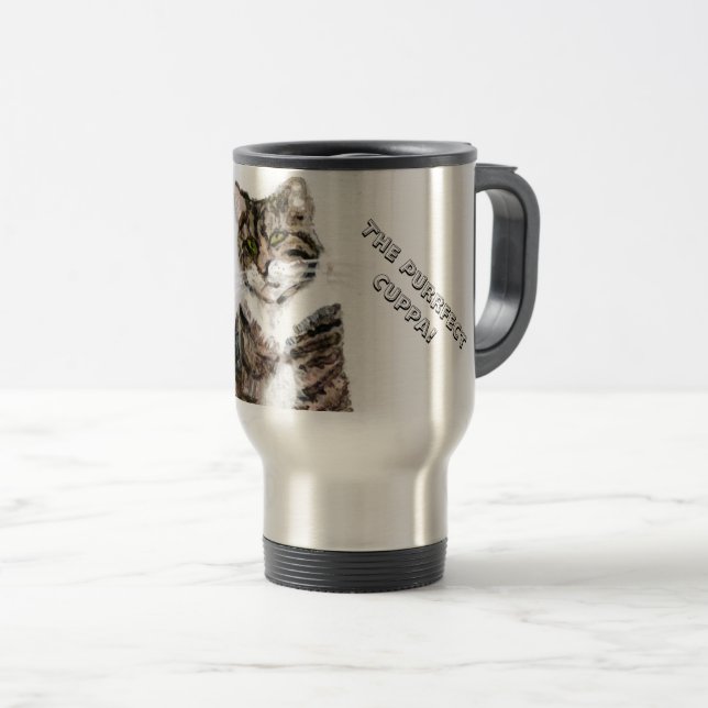 Taza De Viaje Cute Kitty Tabby Cat Art Personalizado (Anverso derecho)