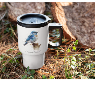 Taza De Viaje Cute Little Mountain Bluebird Watercolor, personal