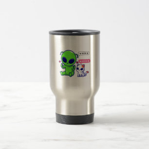 TAZA DE VIAJE CUTE MEOW CAT CON ALIEN