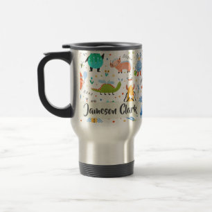 Taza De Viaje Cute personalizado y colorido dinosaurio Alien niñ
