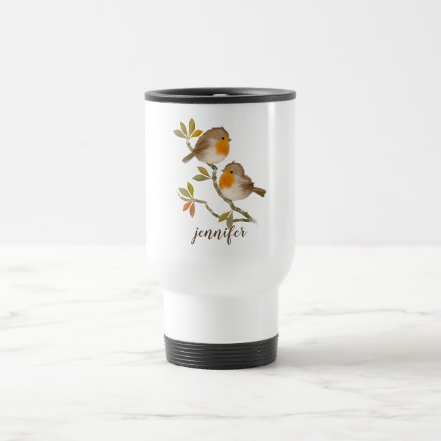 Taza De Viaje Cute Robin Redmama Birds Personalized Travel Mug (Centro)