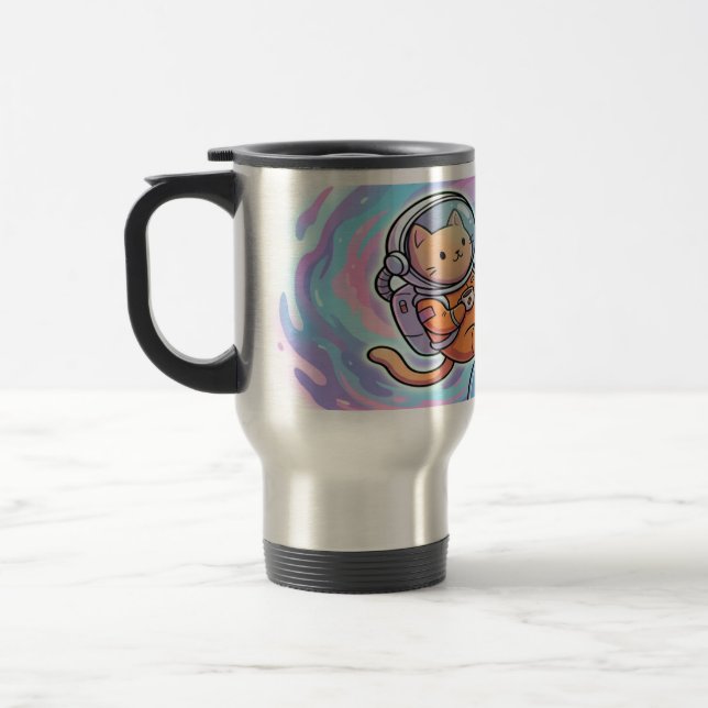 Taza De Viaje Cute Space Cat Astronaut Coffee Lover (Izquierda)