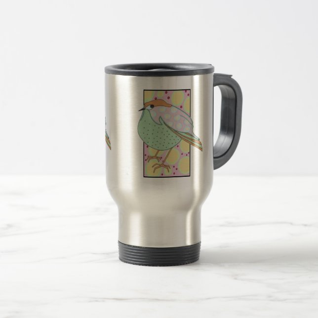 Taza De Viaje Cute Stylish Framed Pastel Songbird (Anverso derecho)