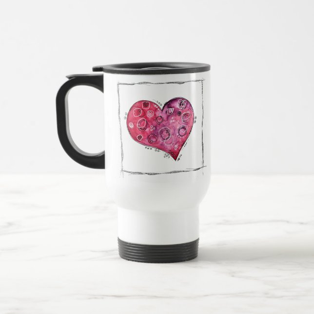 Taza De Viaje Cute Whimsical Heart Doodle (Izquierda)