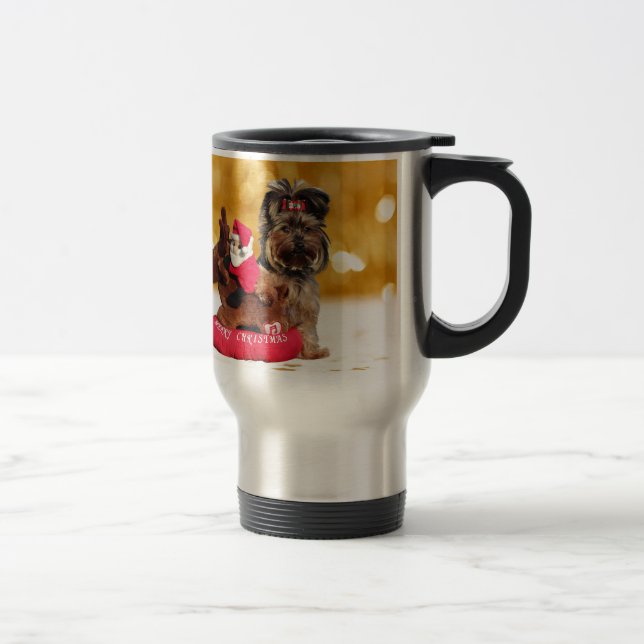 Taza De Viaje Cute Yorkshire Terrier Merry Christmas (Derecha)