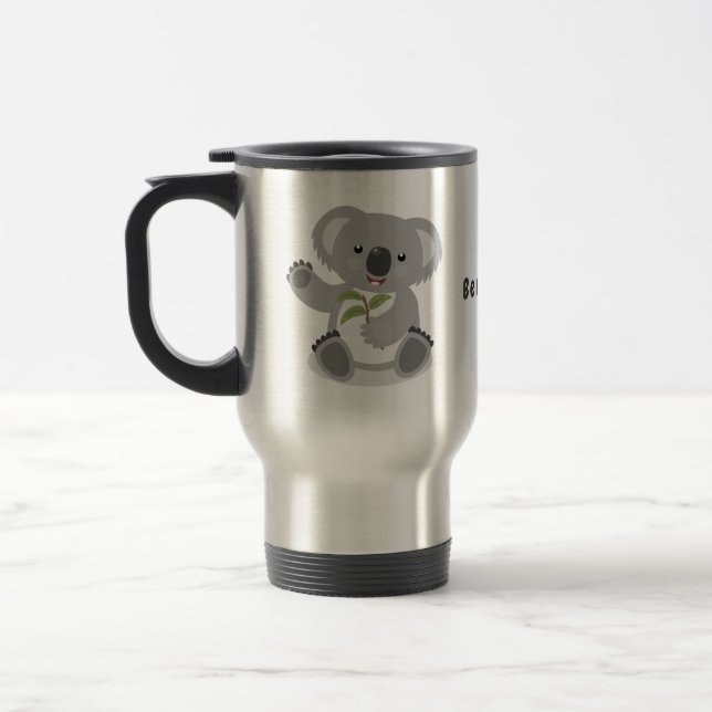 Taza De Viaje Cuto feliz koala saludando al ilustracion personal (Izquierda)