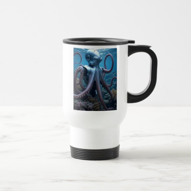 Taza De Viaje Cyber Octopus mano izquierda blanco paro de viaje (Derecha)
